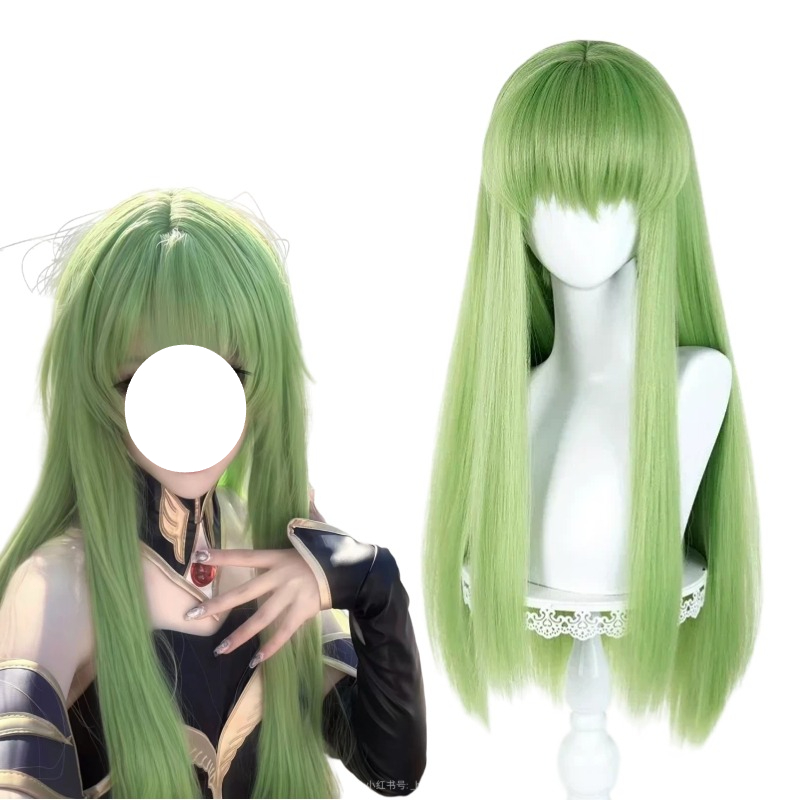 Women Accessories Aesthetic - Perruque verte synthétique longue pour cosplay