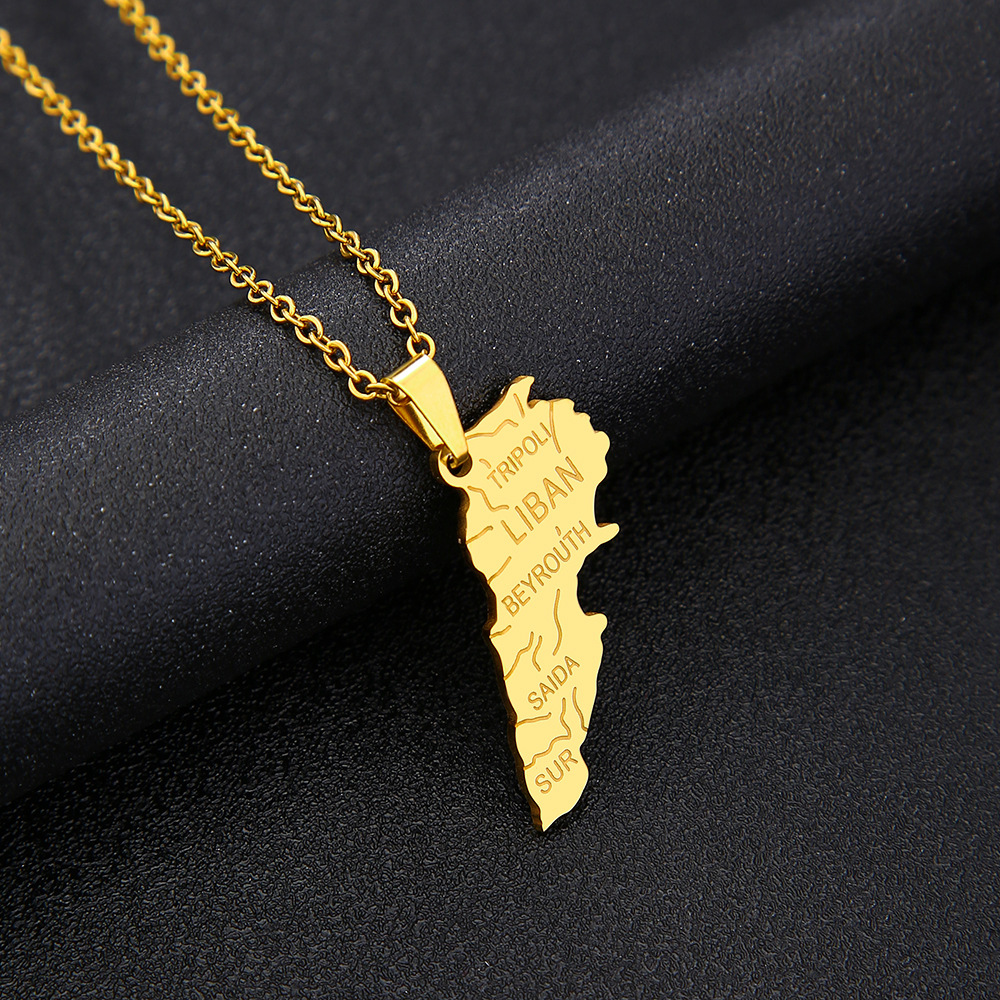 Collier carte du Liban en acie - Women Accessories Lebanon avis et prix