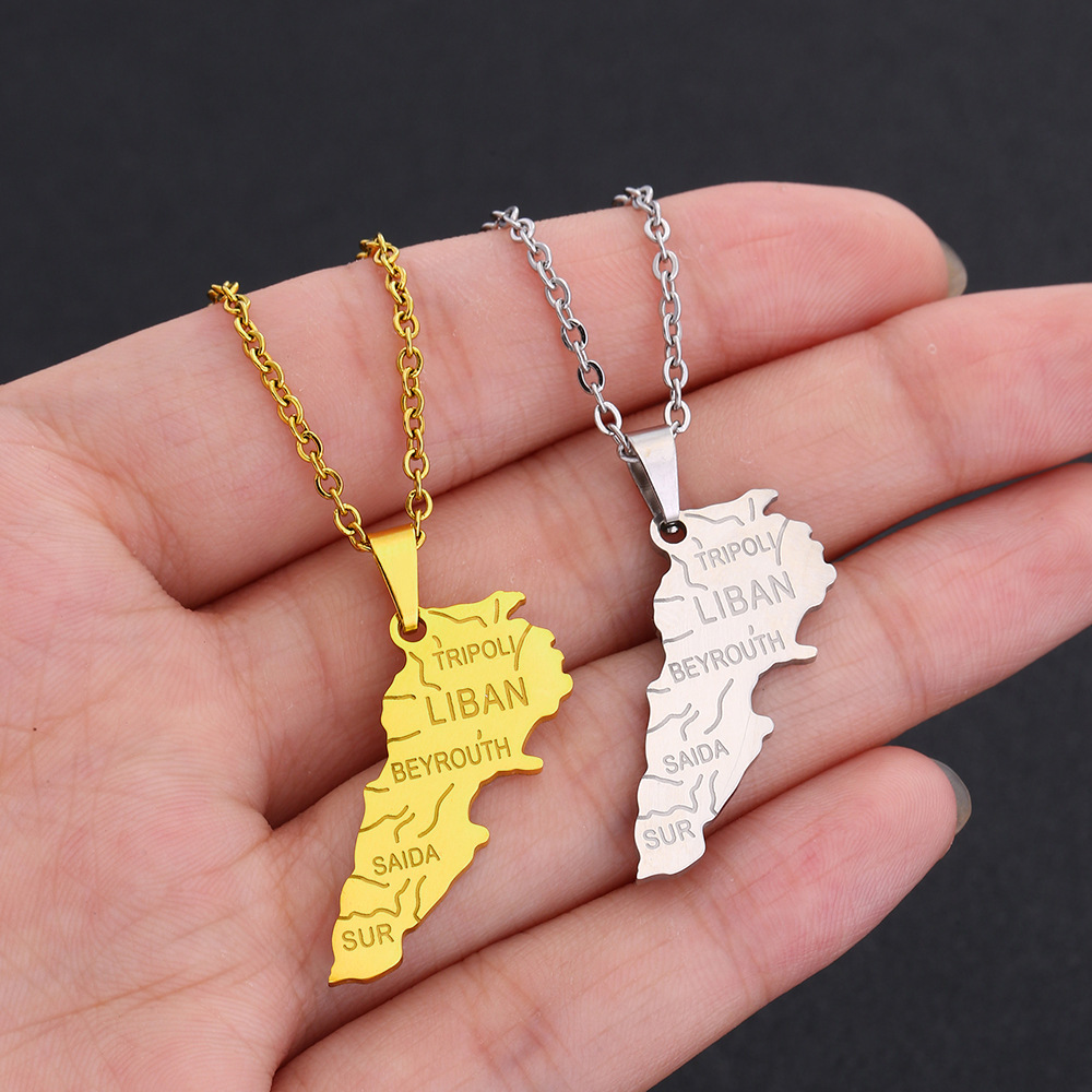 Collier carte du Liban en acie - Women Accessories Lebanon avis et prix