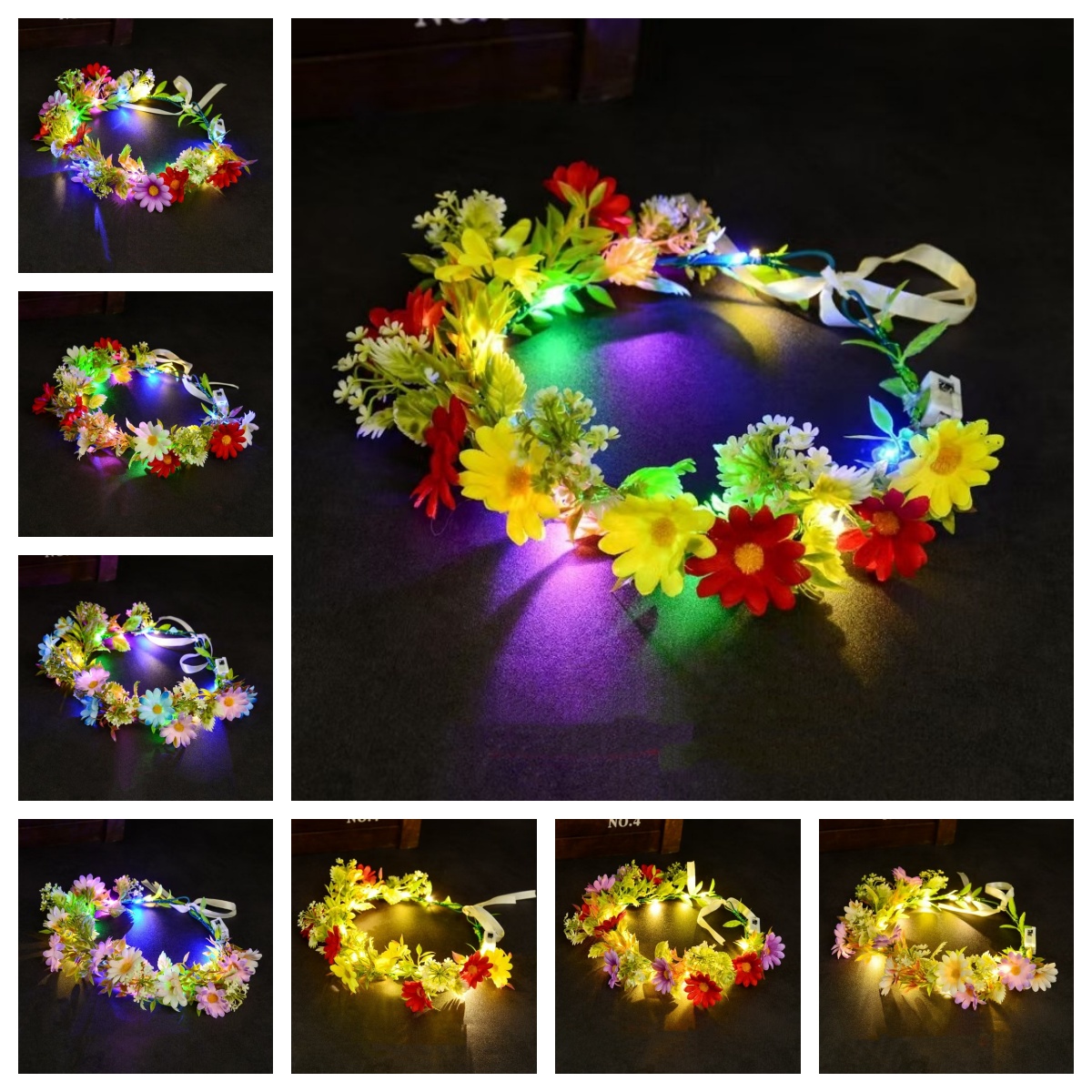 Couronne de fleurs lumineuse à - Women Accessories Photos avis et prix